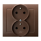 KIER Double socket outlet with earthing and phase invariance function brown metallic