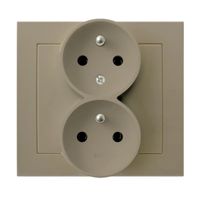 KIER Double socket outlet with earthing function, beige