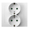 KIER Double socket outlet with earthing schko with shutters for current paths, white