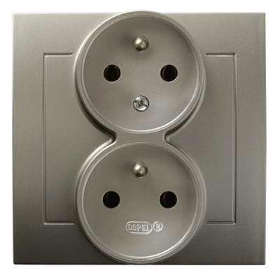 KIER Double socket with earthing and phase reversibility function satin light