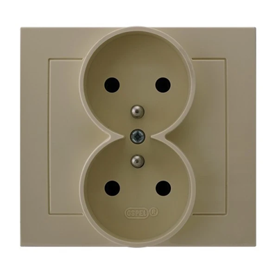 KIER Double socket with earthing beige