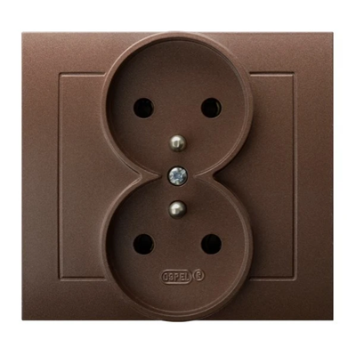 KIER Double socket with earthing brown metallic