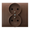 KIER Double socket with earthing brown metallic