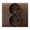 KIER Double socket with earthing schko brown metallic