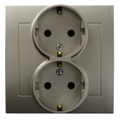 KIER Double socket with earthing schko satin light