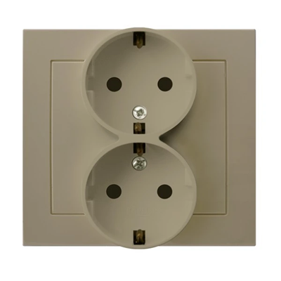 KIER Double socket with earthing schuko beige