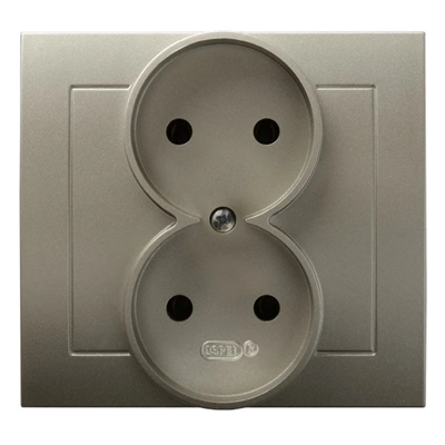 KIER Double socket without grounding satin light