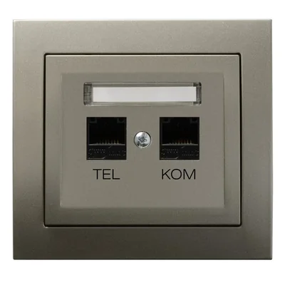 KIER Gniazdo komputerowo-telefoniczne RJ 45 kat. 5e (8-stykowe) + RJ 11 (6-stykowe) satyna light