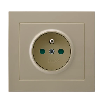 KIER Single earthed socket with shutters for current paths, beige
