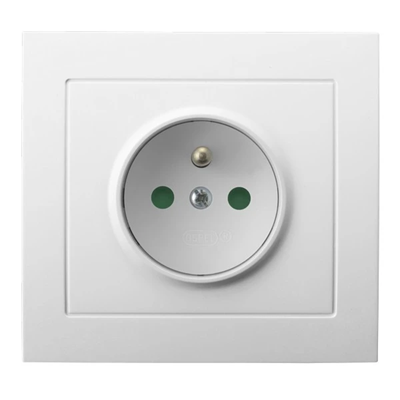 KIER Single earthed socket with shutters for current paths, white