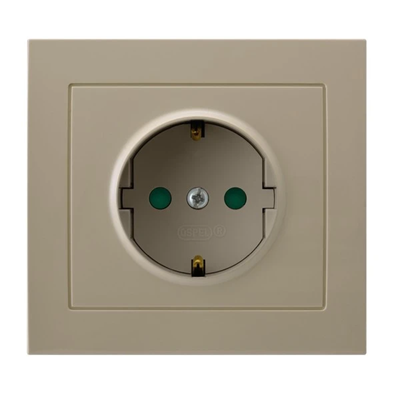 KIER Single socket outlet with grounding, beige current paths shutters