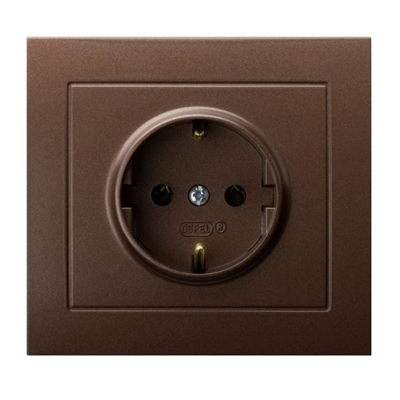 KIER Single socket-outlet with grounding brown metallic