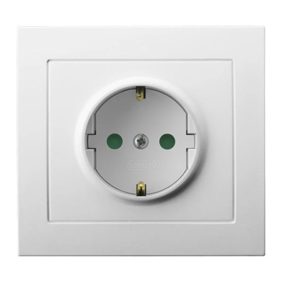 KIER Single socket outlet with grounding, white current paths shutters