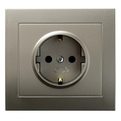 KIER Single socket with earthing schko satin light