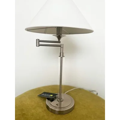 KINGSTON Lampada da tavolo E14 IP20 argento con paralume bianco