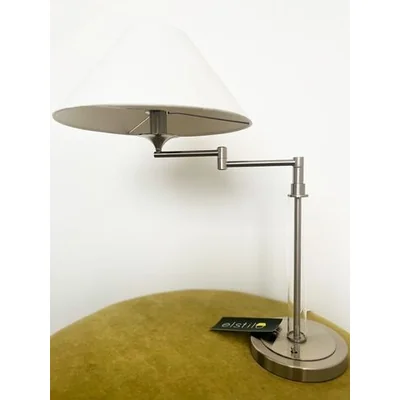 KINGSTON Lampe à poser E14 IP20 argent avec abat-jour blanc