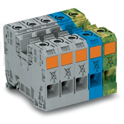 Kit de connecteurs d'alimentation triphasés 35 mm², gris/bleu/jaune-vert
