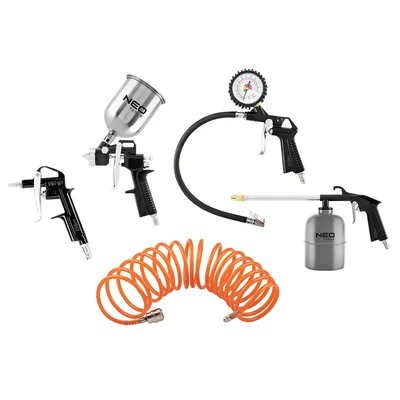 Kit di verniciatura, pistola a spruzzo, serbatoio superiore, 5 pezzi.