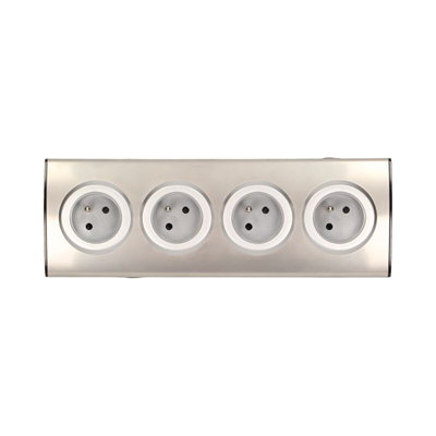 Kitchen furniture socket with shutters for current paths 4x230V INOX