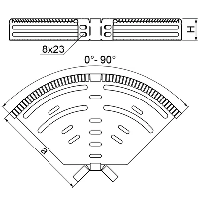 KKRPJ300H42 Codo ajustable de 90°, espesor de chapa: 1 mm