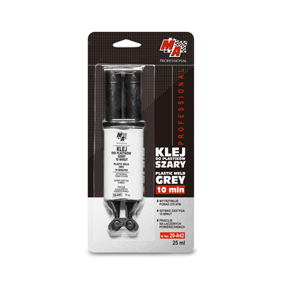 Klej do plastików 10 minut 25ml w strzykawce MA PROFESSIONAL szary 12 szt