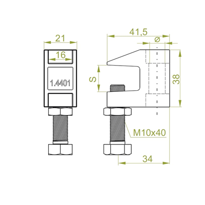 Klemmdurchmesser 9 mm, Länge 16 mm