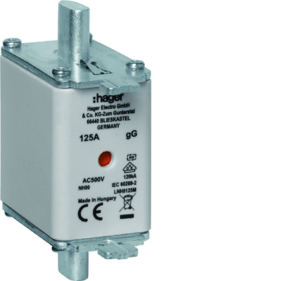 Knife fuse link NH00 gG with central indicator 125A 500V