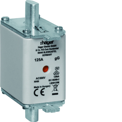Knife fuse link NH00 gG with central indicator 125A 500V