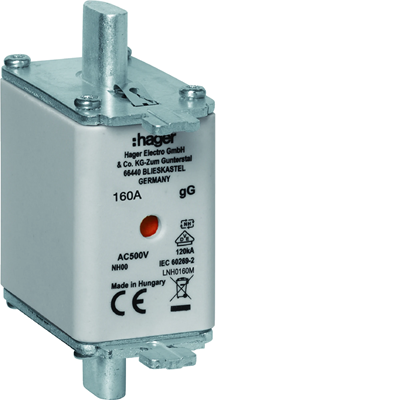 Knife fuse link NH00 gG with central indicator 160A 500V