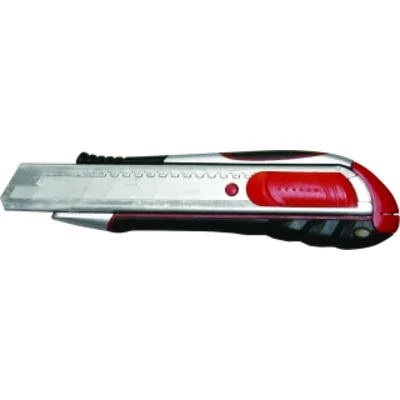 Knife with 18mm blade guide, ergonomic handle and lock