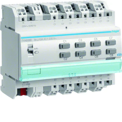 KNX Binary output 8-fold 10A 6-module