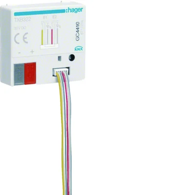 KNX easy Push-button input with LED control output, 2-inputs + 2-outputs