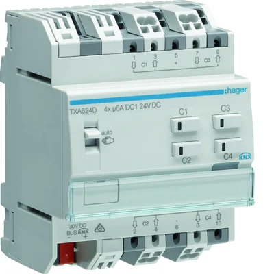 KNX e/s Blind/roller shutter controller, 4-gang, 24 V DC