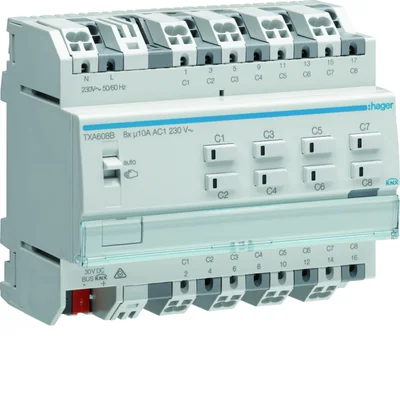 KNX e/s Controller di commutazione/persiane 10 A, 8/4 moduli
