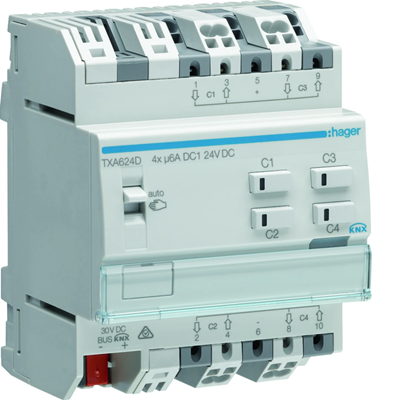 KNX e/s Jalousie-/Rollladensteuerung 4fach, 24 V DC