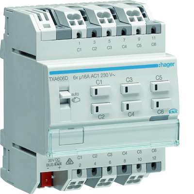 KNX e/s Switching / shutter controller, load capacitive 16 A, 6-/3-way