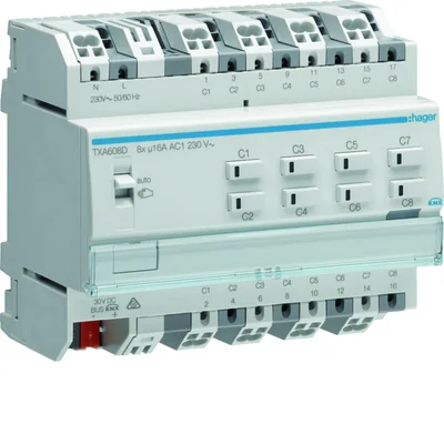 KNX e/s Switching / shutter controller, load capacitive 16 A, 8-/4-way