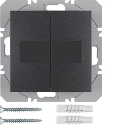 KNX RF QUICKLINK B.KWADRAT/B.3/B.7 Bouton plat, 2x, avec pile solaire, anthracite mat