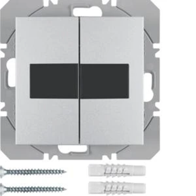 KNX RF QUICKLINK B.KWADRAT/B.3/B.7 Bouton-poussoir plat, 2x, avec pile solaire, aluminium mat