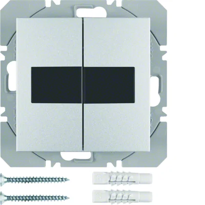 KNX RF QUICKLINK B.KWADRAT/B.3/B.7 Flat push-button, 2-gang, with solar battery, matt aluminum