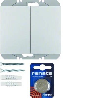 KNX RF QUICKLINK K.5 Bouton radio, 2 postes, plat, aluminium laqué