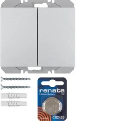 KNX RF QUICKLINK K.5 Bouton radio, 2 postes, plat, aluminium laqué