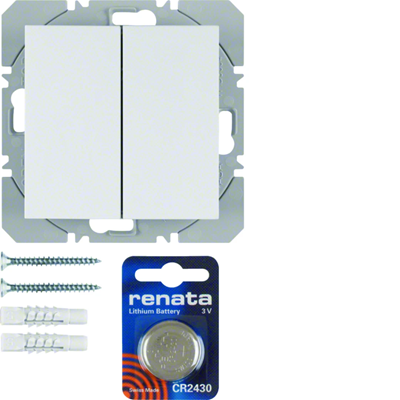 KNX RF QUICKLINK S.1/B.3/B.7 Push-button, 2-gang flat, white matt
