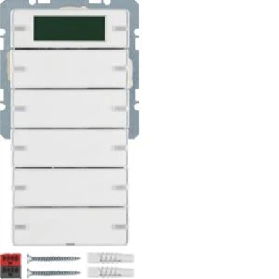 KNX SYSTEM Q.1/Q.3 5fach-Taster mit Temperaturregler und Display, schneeweiß