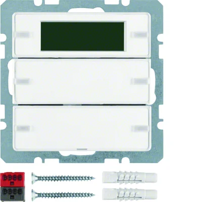KNX SYSTEM Q.1/Q.3 Double button with temperature regulator and display, snow-white
