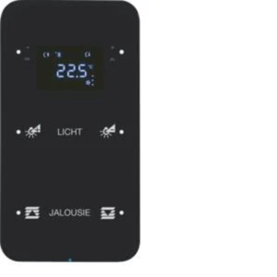 KNX SYSTEM R.1 2-fach Tastsensor mit Temperaturregler konfigurierbar Glas schwarz