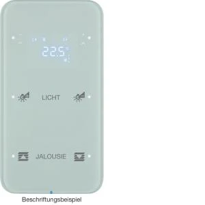 KNX SYSTEM R.1 2-fach Tastsensor mit Temperaturregler konfigurierbar, Glas weiß