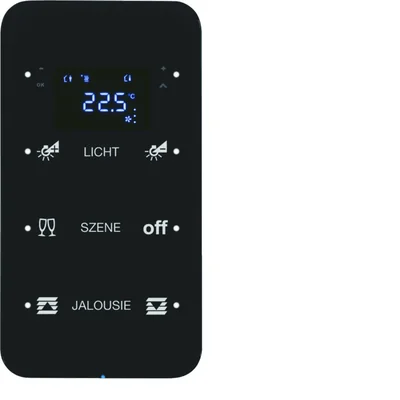 KNX SYSTEM R.1 3-fold touch sensor with temperature controller configurable glass black