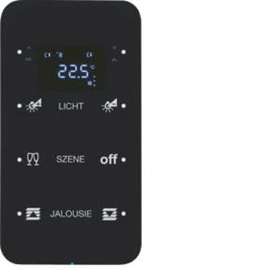 KNX SYSTEM R.1 3-fold touch sensor with temperature controller configurable glass black