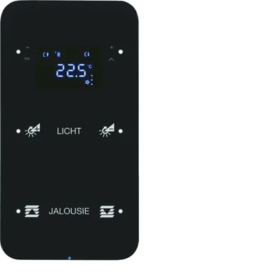 KNX SYSTEM R.1 Sensor dotykowy 2-krotny z regulatorem temperatury konfigurowalny szkło czarny